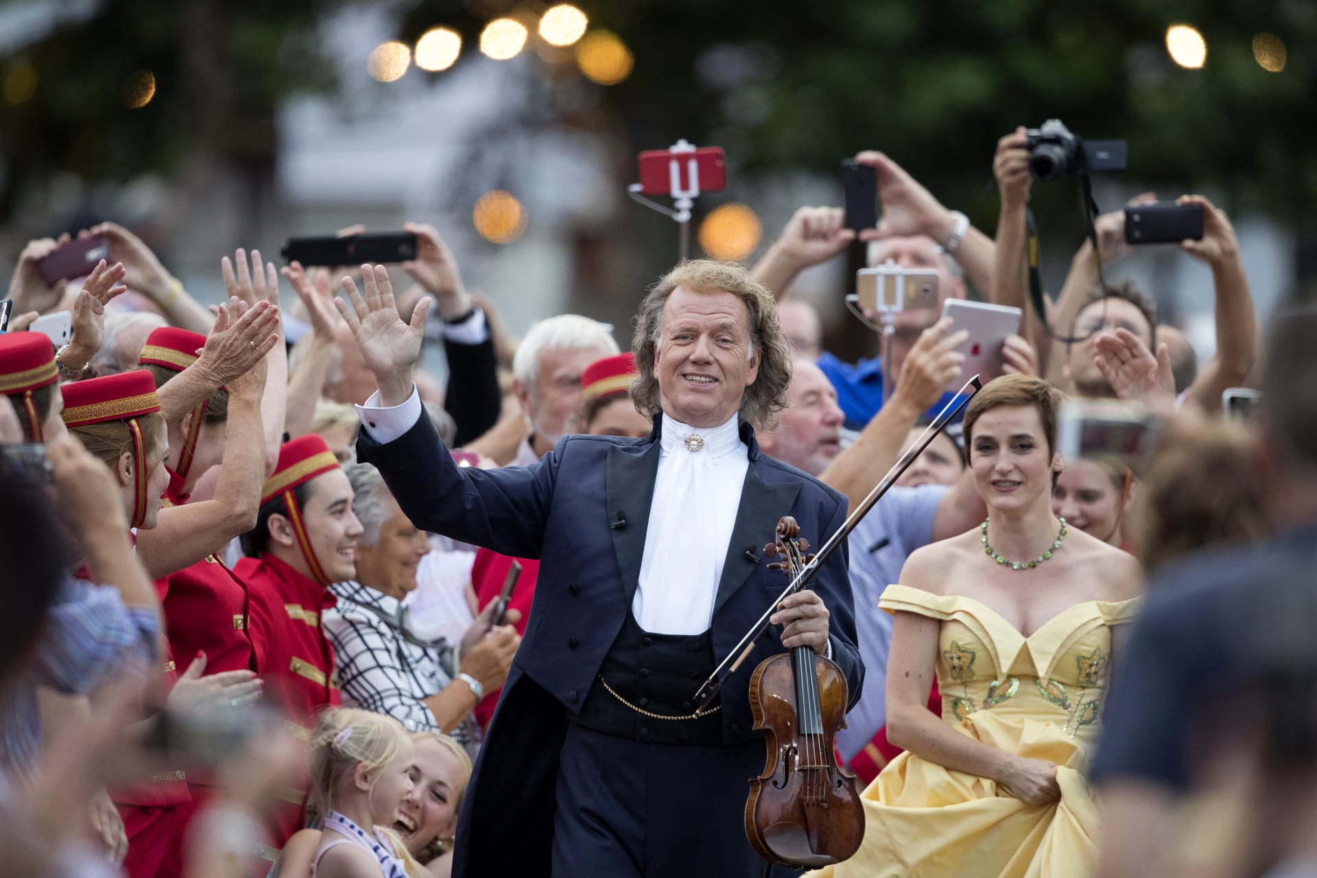 The King of Waltz Andre Rieu Waves to Crowd