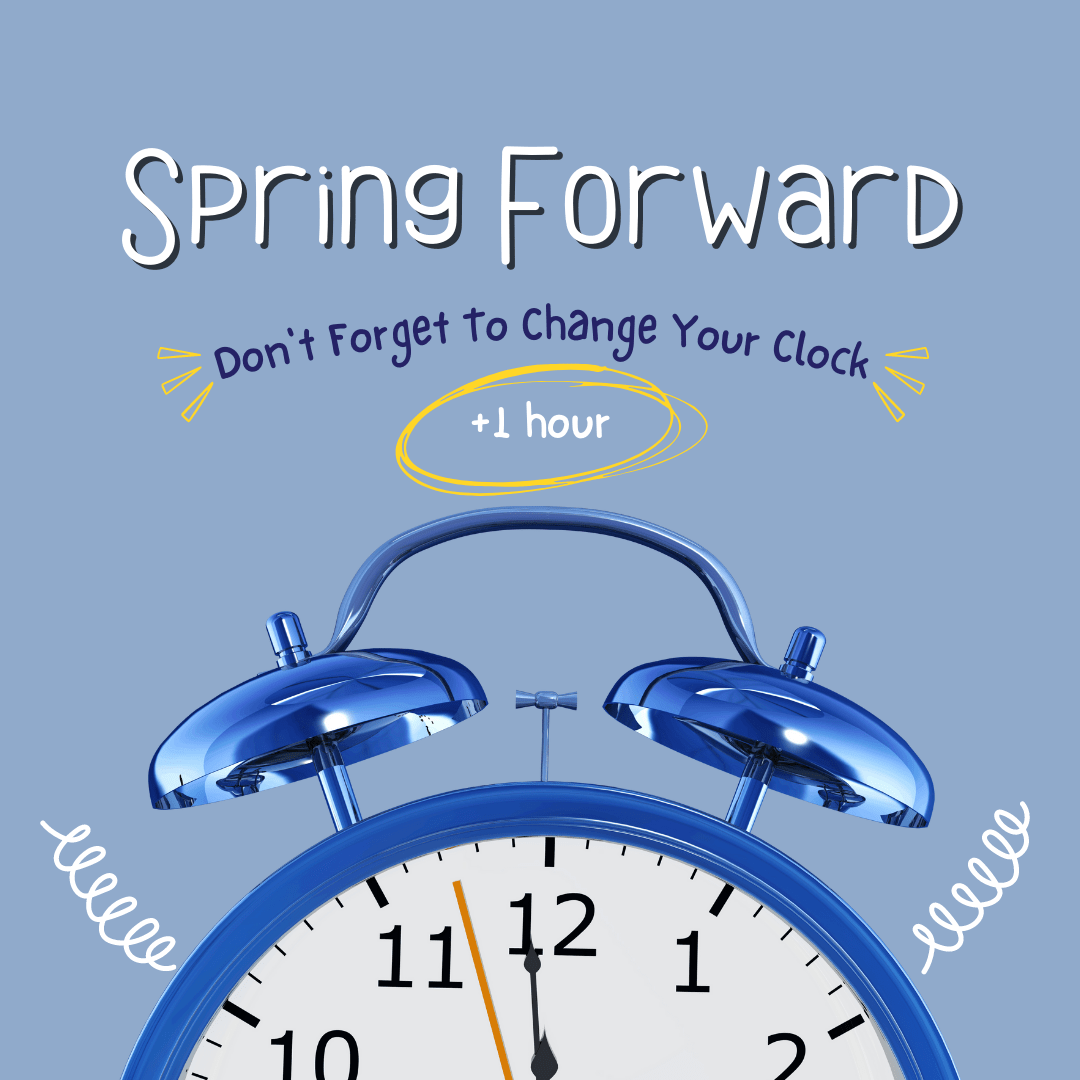 Blue White Spring Forward Daylight Saving Time Instagram Post