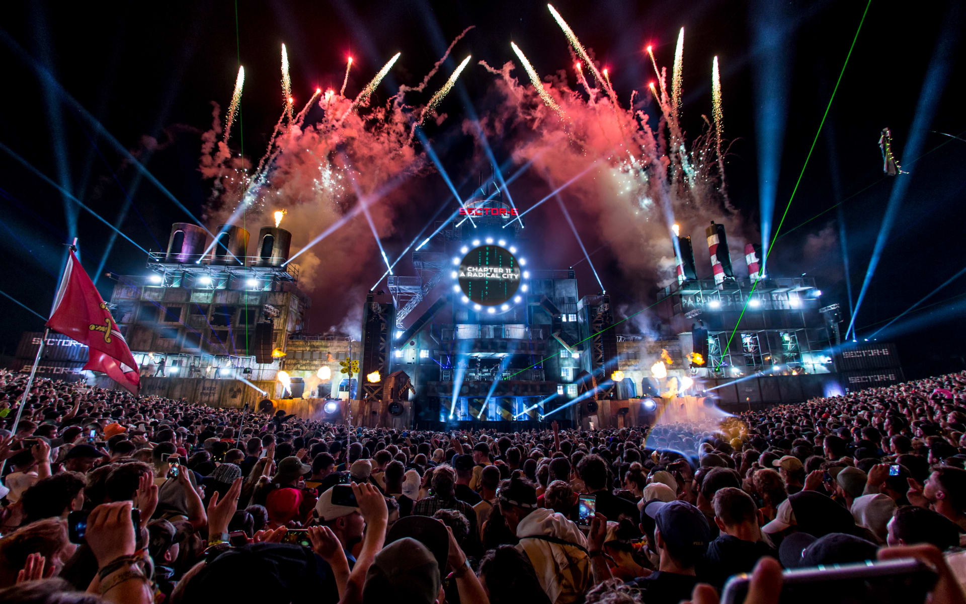 Boomtown Chapter 11 Lights Fireworks Crowd