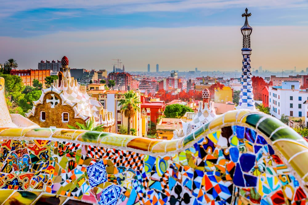 Where the grass is greener Gaudi Park guell colors in Barcelona