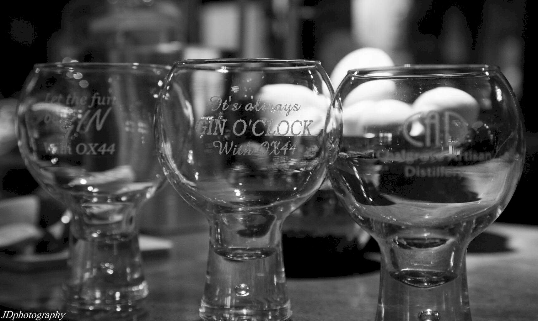 Mother’s Ruin Chalgrove Artisan Distillery glasses black white