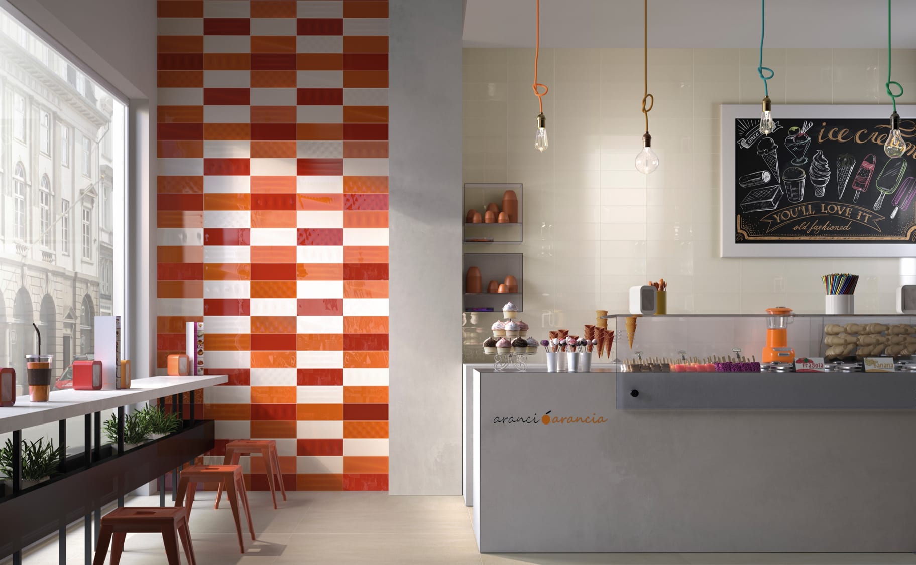 Tileflair red orange milano kitchen