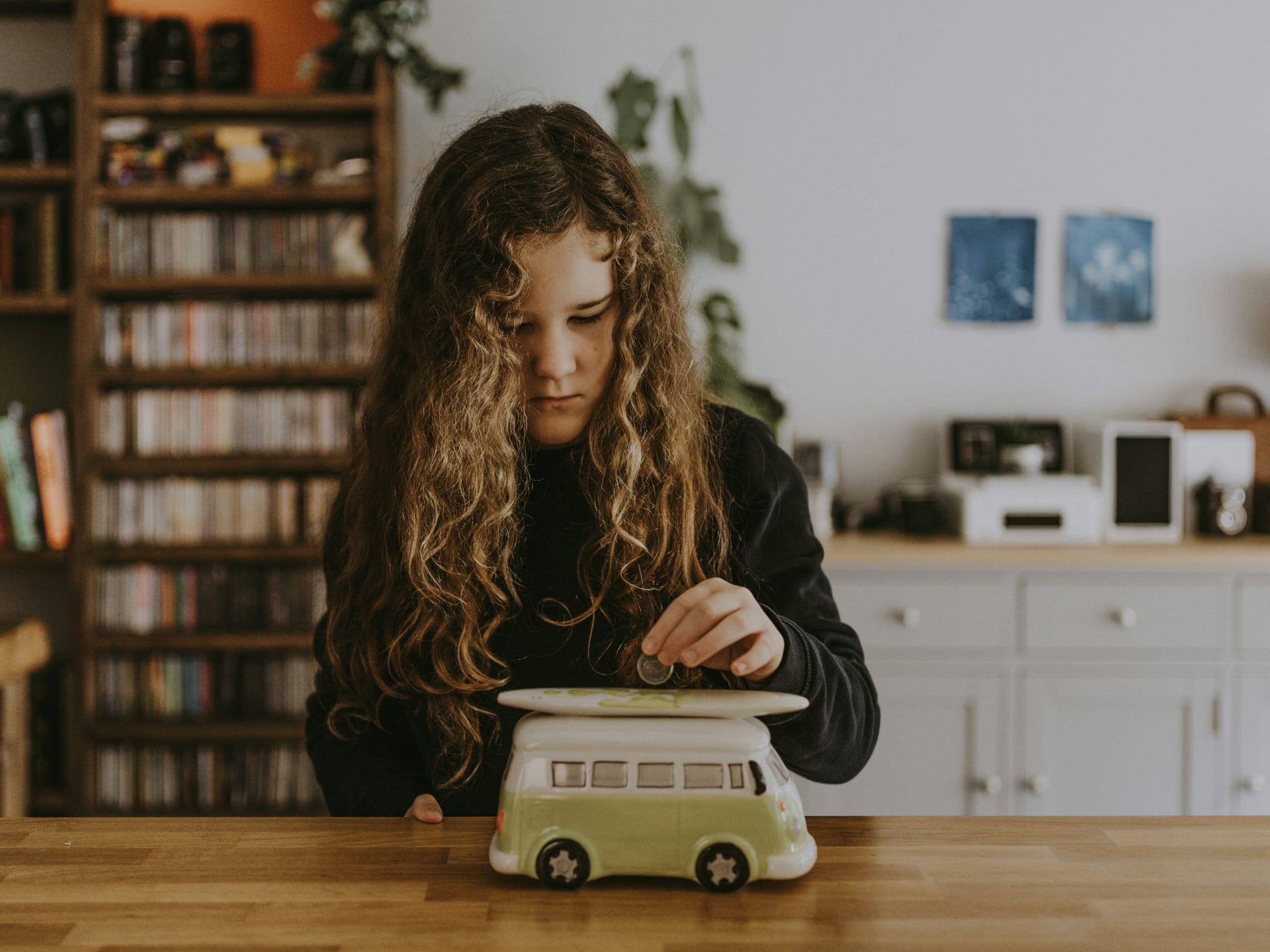 Girls with money box