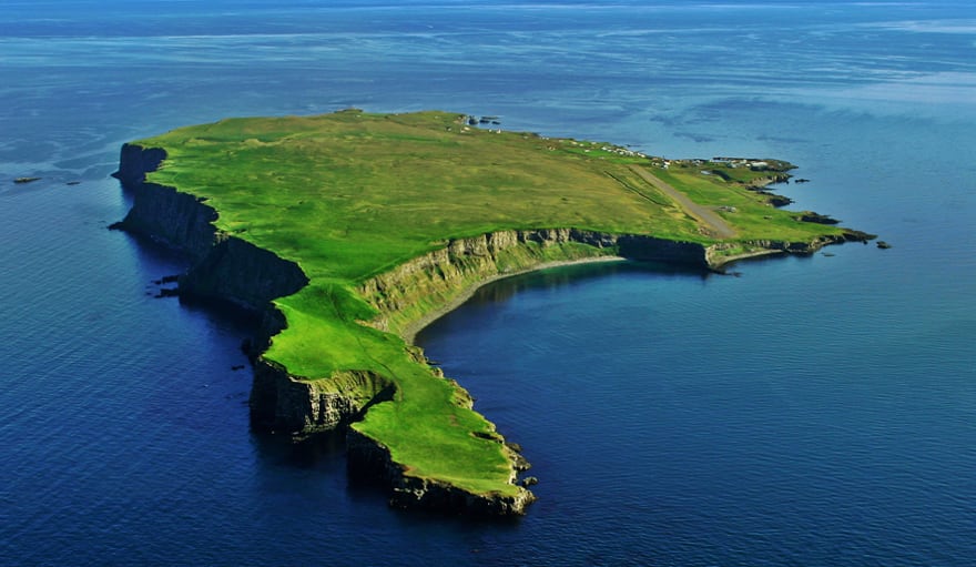 Grimsey Birdseye View over Sea