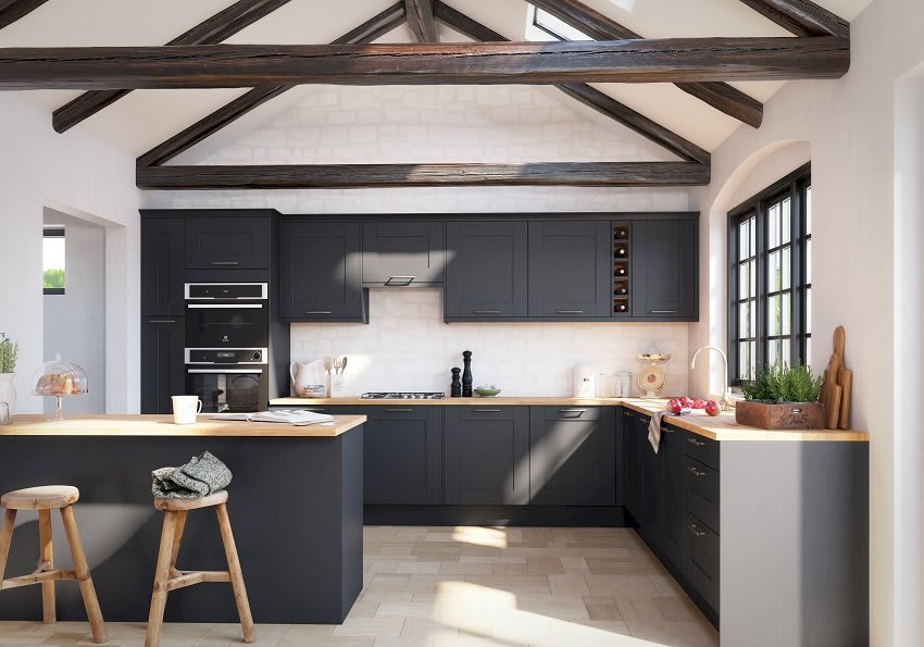 How To Design a Kitchen Dark Grey cupboards