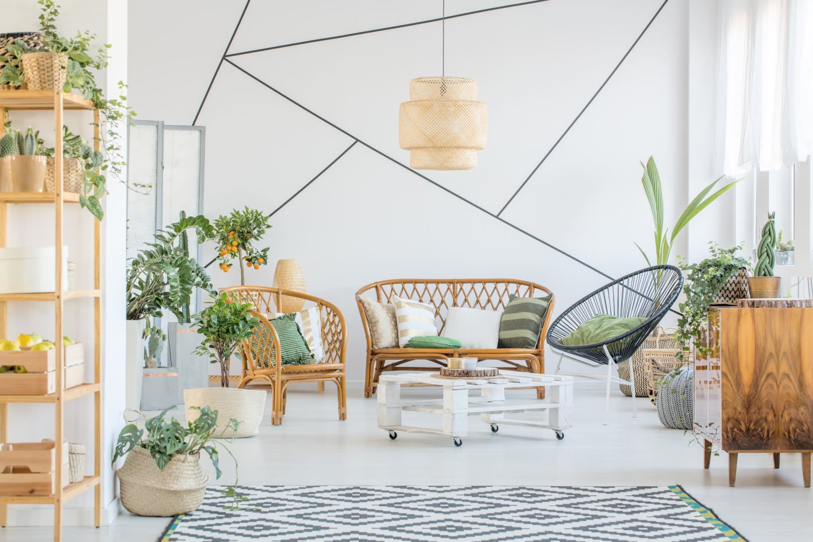 Cane and Rattan Boho Style Living Area